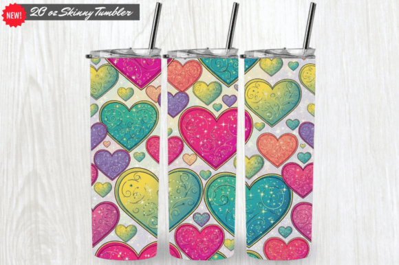 Download Colorful 3D Jewel Heart Tumbler Wrap PNG - Jewel heart Collection
