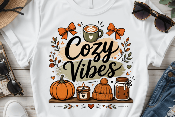 Download Cozy Vibes PNG Fall Coffee Shirt - Cozy vibes Collection