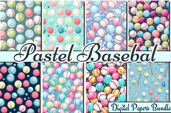 Download Pastel Baseball Digital Papers Bundle - Pastel baseball Collection