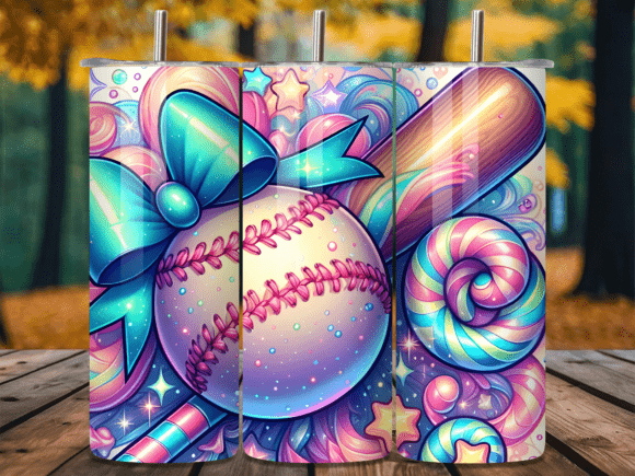Download Sweet Candy Pastel Baseball Bow Tumbler - Pastel baseball Collection