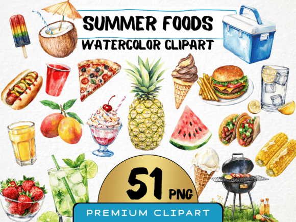 Download Watercolor Summer Food Clipart 51 Png - Summer food Collection
