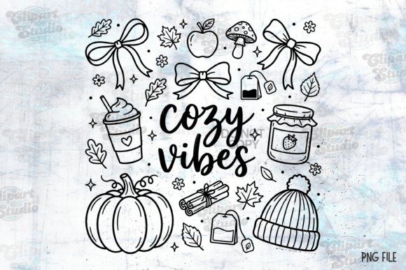 Download Cozy Vibes Doodle Collage Whimsical PNG - Cozy vibes Collection