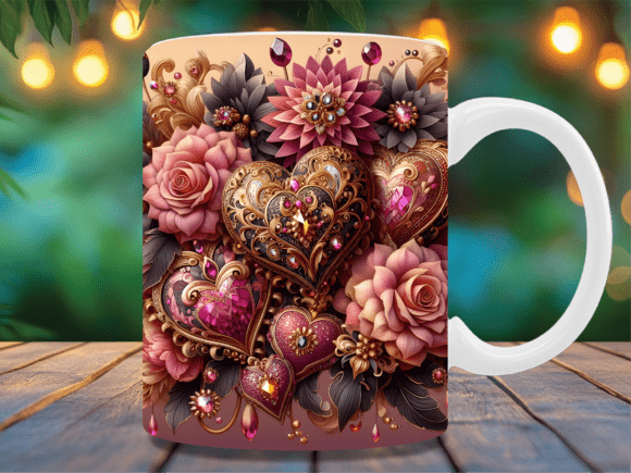 Download Ornate Jewel Heart Floral Valentine Mug - Jewel heart Collection