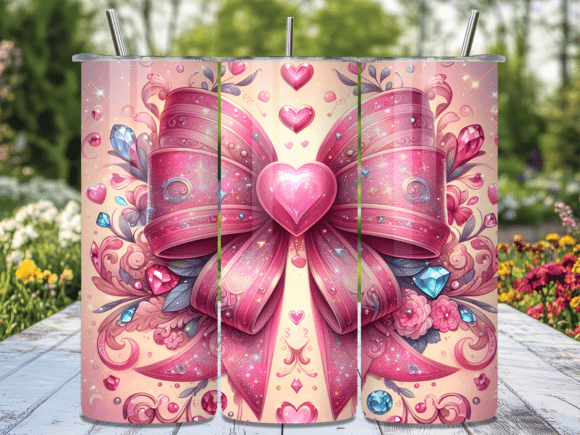 Download Pink Jewel Heart Valentine Tumbler Wrap - Jewel heart Collection
