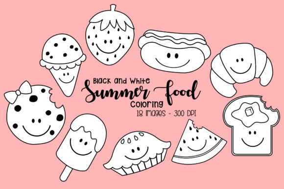 Download Black and White Coloring Summer Food - Summer food Collection