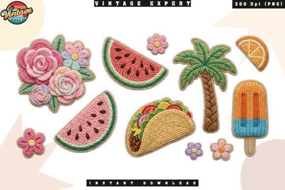 Download Summer Food and Floral Crochet Yarn PNG - Summer food Collection