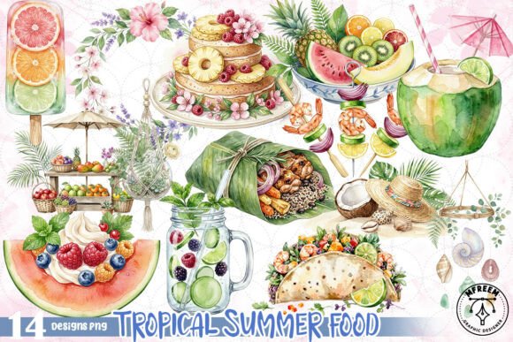 Download Tropical Summer Food Watercolor PNG - Summer food Collection