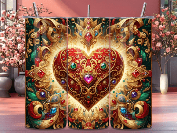 Download Valentines Day Jewel Heart Tumbler Wrap - Jewel heart Collection