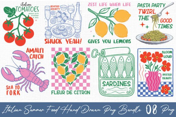 Download Italian Summer Food Hand Drawn Png - Summer food Collection
