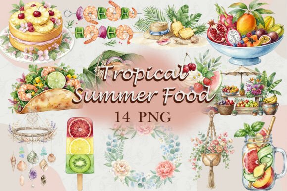 Download Tropical Summer Food Pack PNG - Summer food Collection