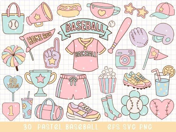 Download Pastel Baseball Clipart Sports SVG - Pastel baseball Collection