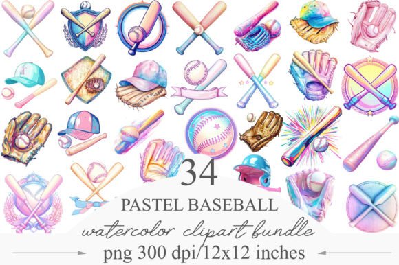 Download Pastel Baseball Clipart Sports - Pastel baseball Collection