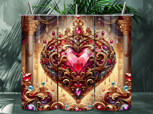 Download Ornate Gold Jewel Heart Tumbler Wrap - Jewel heart Collection